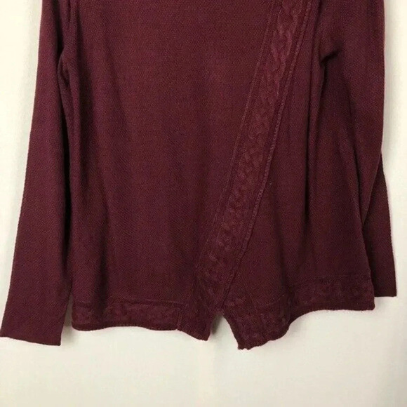 Croft & Barrow Maroon Burgundy Red Cowl Neck Cable Knit Pullover Sweater L - Picture 4 of 7